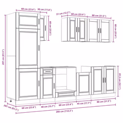 vidaXL 8 Piece Kitchen Cabinet Set Kalmar Old Wood Engineered Wood - artisan oak - Additional view 10