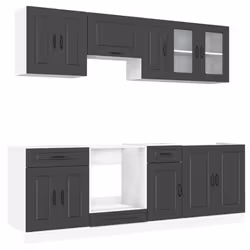 vidaXL 8 Piece Kitchen Cabinet Set Kalmar Grey Sonoma Engineered Wood - black