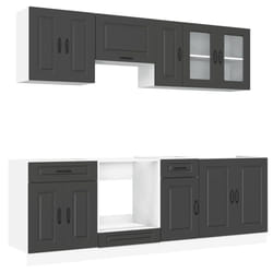 vidaXL 8 Piece Kitchen Cabinet Set Kalmar Grey Sonoma Engineered Wood - black