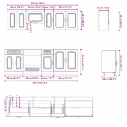 vidaXL 8 Piece Kitchen Cabinet Set Kalmar Grey Sonoma Engineered Wood - black