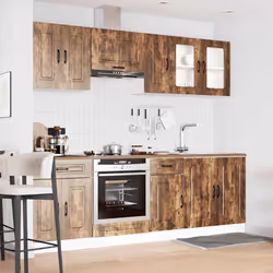 vidaXL 8 Piece Kitchen Cabinet Set Kalmar Grey Sonoma Engineered Wood - smoked oak