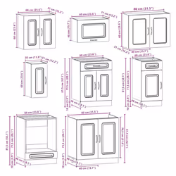 vidaXL 8 Piece Kitchen Cabinet Set Kalmar Grey Sonoma Engineered Wood - smoked oak - Additional view 7