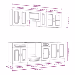 vidaXL 8 Piece Kitchen Cabinet Set Kalmar Grey Sonoma Engineered Wood - smoked oak - Additional view 8