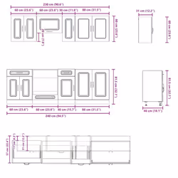 vidaXL 8 Piece Kitchen Cabinet Set Kalmar Grey Sonoma Engineered Wood - grey sonoma