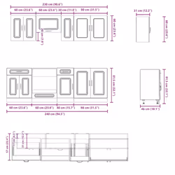 vidaXL 8 Piece Kitchen Cabinet Set Kalmar Grey Sonoma Engineered Wood - artisan oak