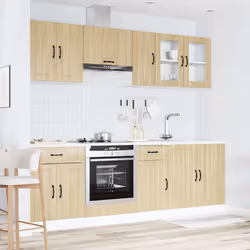 vidaXL 8 Piece Kitchen Cabinet Set Kalmar White Engineered Wood - sonoma oak