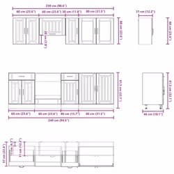vidaXL 8 Piece Kitchen Cabinet Set Kalmar White Engineered Wood - sonoma oak
