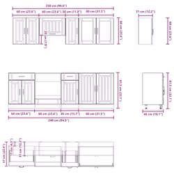 vidaXL 8 Piece Kitchen Cabinet Set Kalmar White Engineered Wood - artisan oak