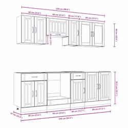 vidaXL 8 Piece Kitchen Cabinet Set Kalmar White Engineered Wood - artisan oak - Additional view 9
