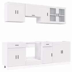 vidaXL Kitchen Cabinet Set 8 Piece Cupboard Storage Cabinet Engineered Wood - white