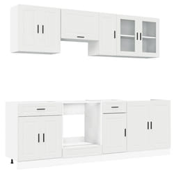 vidaXL Kitchen Cabinet Set 8 Piece Cupboard Storage Cabinet Engineered Wood - white
