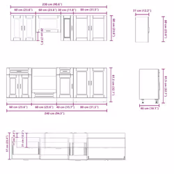 vidaXL Kitchen Cabinet Set 8 Piece Cupboard Storage Cabinet Engineered Wood - white - Additional view 6