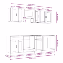 vidaXL Kitchen Cabinet Set 8 Piece Cupboard Storage Cabinet Engineered Wood - white - Additional view 8