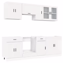 vidaXL Kitchen Cabinet Set 8 Piece Cupboard Storage Cabinet Engineered Wood - high gloss white