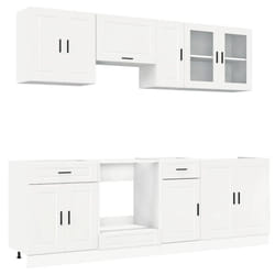 vidaXL Kitchen Cabinet Set 8 Piece Cupboard Storage Cabinet Engineered Wood - high gloss white