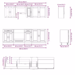 vidaXL Kitchen Cabinet Set 8 Piece Cupboard Storage Cabinet Engineered Wood - high gloss white - Additional view 6