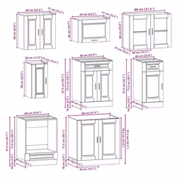 vidaXL Kitchen Cabinet Set 8 Piece Cupboard Storage Cabinet Engineered Wood - high gloss white - Additional view 7