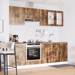 vidaXL Kitchen Cabinet Set 8 Piece Cupboard Storage Cabinet Engineered Wood - smoked oak