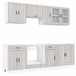 vidaXL Kitchen Cabinet Set 8 Piece Cupboard Storage Cabinet Engineered Wood - grey sonoma