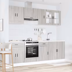 vidaXL Kitchen Cabinet Set 8 Piece Cupboard Storage Cabinet Engineered Wood - grey sonoma