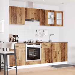 vidaXL Kitchen Cabinet Set 8 Piece Cupboard Storage Cabinet Engineered Wood - old wood
