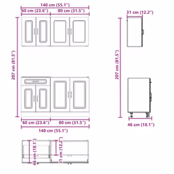 vidaXL 4 Piece Kitchen Cabinet Set Kalmar Black Engineered Wood - high gloss white