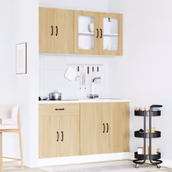 vidaXL 4 Piece Kitchen Cabinet Set Kalmar Black Engineered Wood - sonoma oak - Additional view 2