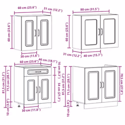 vidaXL 4 Piece Kitchen Cabinet Set Kalmar Black Engineered Wood - smoked oak - Additional view 7