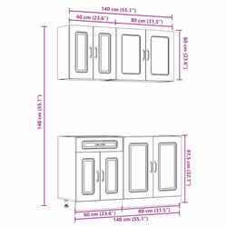 vidaXL 4 Piece Kitchen Cabinet Set Kalmar Black Engineered Wood - smoked oak - Additional view 8