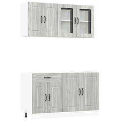 vidaXL 4 Piece Kitchen Cabinet Set Kalmar Black Engineered Wood - grey sonoma