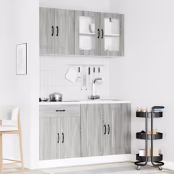 vidaXL 4 Piece Kitchen Cabinet Set Kalmar Black Engineered Wood - grey sonoma