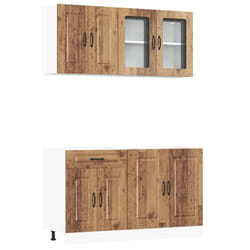 vidaXL 4 Piece Kitchen Cabinet Set Kalmar Black Engineered Wood - old wood