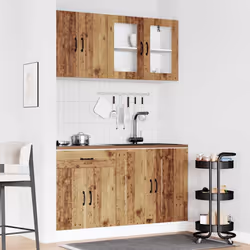 vidaXL 4 Piece Kitchen Cabinet Set Kalmar Black Engineered Wood - old wood - Additional view 5