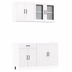 vidaXL 4 Piece Kitchen Cabinet Set Kalmar Grey Sonoma Engineered Wood - high gloss white