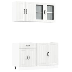 vidaXL 4 Piece Kitchen Cabinet Set Kalmar Grey Sonoma Engineered Wood - high gloss white