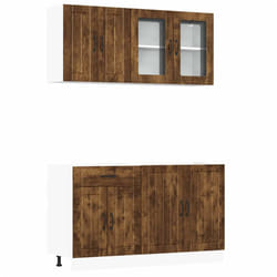vidaXL 4 Piece Kitchen Cabinet Set Kalmar Grey Sonoma Engineered Wood - smoked oak