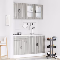 vidaXL 4 Piece Kitchen Cabinet Set Kalmar Grey Sonoma Engineered Wood - grey sonoma