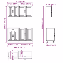 vidaXL 4 Piece Kitchen Cabinet Set Kalmar Grey Sonoma Engineered Wood - grey sonoma
