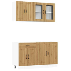 vidaXL 4 Piece Kitchen Cabinet Set Kalmar Grey Sonoma Engineered Wood - artisan oak