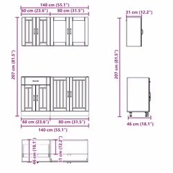 vidaXL 4 Piece Kitchen Cabinet Set Kalmar Grey Sonoma Engineered Wood - artisan oak