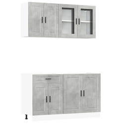 vidaXL Kitchen Cabinet Set 4 Piece Cupboard Storage Cabinet Engineered Wood - concrete grey
