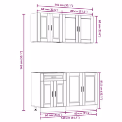 vidaXL Kitchen Cabinet Set 4 Piece Cupboard Storage Cabinet Engineered Wood - concrete grey - Additional view 8