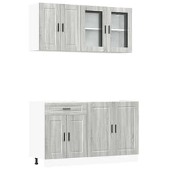 vidaXL Kitchen Cabinet Set 4 Piece Cupboard Storage Cabinet Engineered Wood - grey sonoma