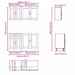 vidaXL Kitchen Cabinet Set 4 Piece Cupboard Storage Cabinet Engineered Wood - grey sonoma