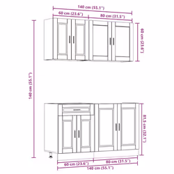 vidaXL Kitchen Cabinet Set 4 Piece Cupboard Storage Cabinet Engineered Wood - grey sonoma - Additional view 8