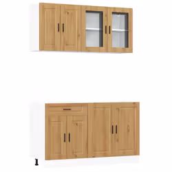 vidaXL Kitchen Cabinet Set 4 Piece Cupboard Storage Cabinet Engineered Wood - artisan oak