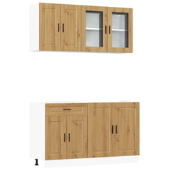 vidaXL Kitchen Cabinet Set 4 Piece Cupboard Storage Cabinet Engineered Wood - artisan oak