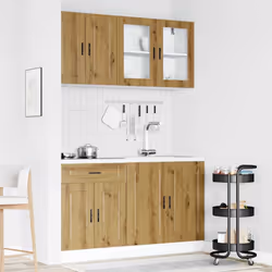 vidaXL Kitchen Cabinet Set 4 Piece Cupboard Storage Cabinet Engineered Wood - artisan oak