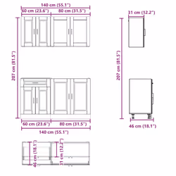 vidaXL Kitchen Cabinet Set 4 Piece Cupboard Storage Cabinet Engineered Wood - artisan oak