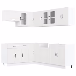 vidaXL 11 Piece Kitchen Cabinet Set Kalmar Smoked Oak Engineered Wood - white